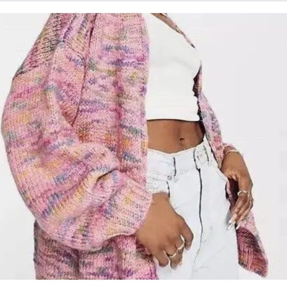 Topshop Pink Cardigan with Balloon Sleeves
